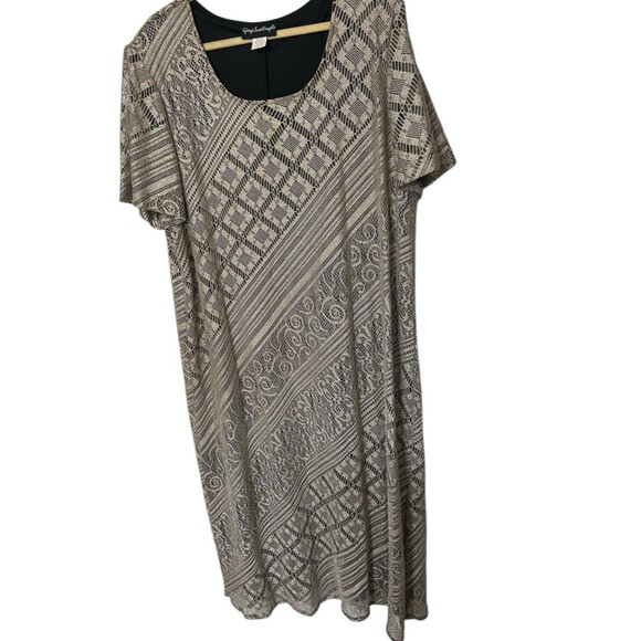 VTG Giorgio Sant'Angelo Cream Gold Metallic Overlay Maxi Dress Plus Womens 24 - Picture 2 of 7